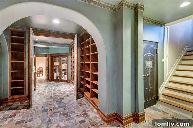 The historic bank vault door in the basement of The Baldridge House