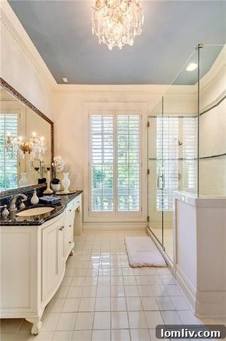 Another elegant bathroom featuring period details