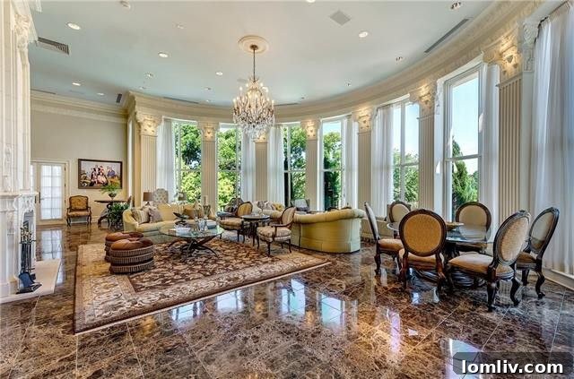 Living area inside The Baldridge House with elegant furnishings