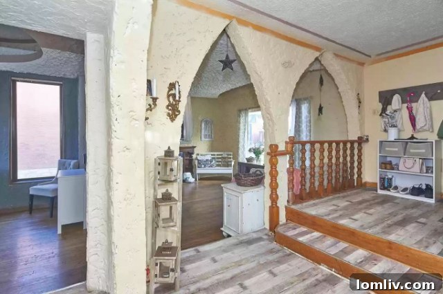 Interior view showcasing unique architectural arches and pathways, inspired by castle designs