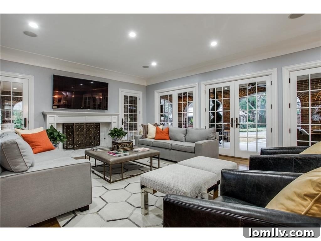 Another perspective of the elegant and inviting family room in the Lakewood estate.
