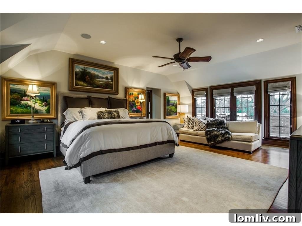 Elegant master bedroom suite with natural light in the Charles Dilbeck estate.