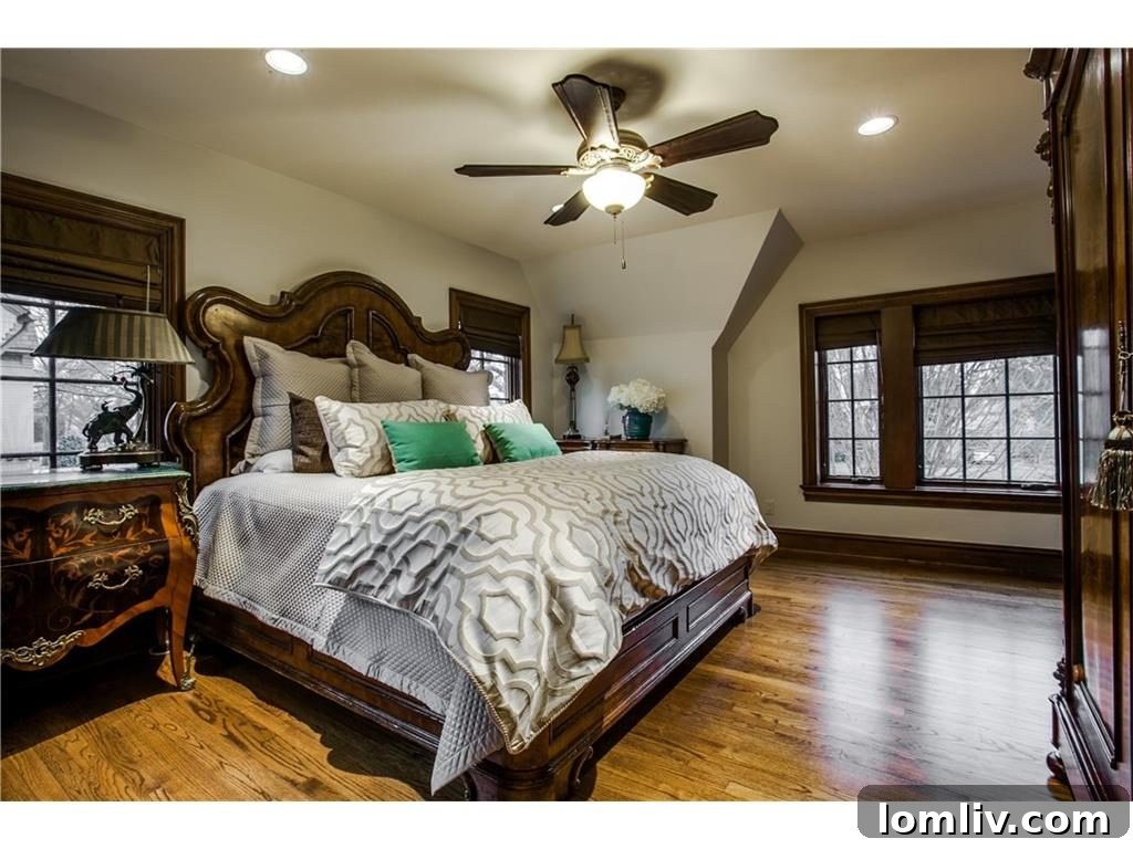 A serene view of the master bedroom, showcasing comfort and style.