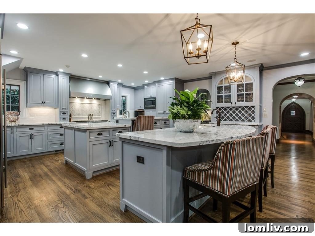 Modern and spacious kitchen in the Iconic Lakewood Estate by Charles Dilbeck.