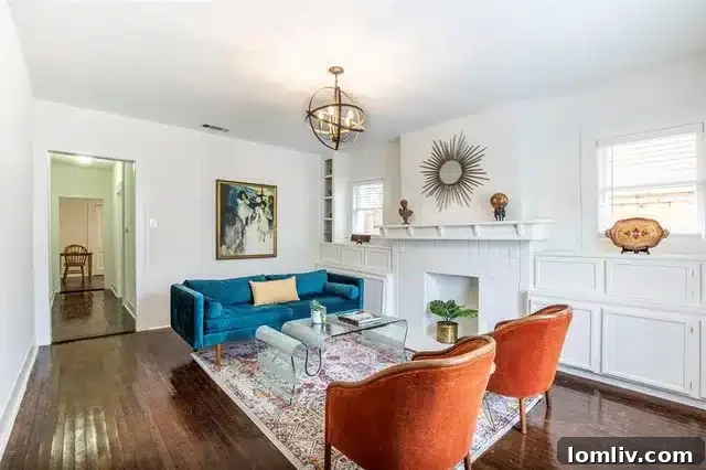 Summit Duplex Living: Your Suburban Opportunity 4 Living room with original built-ins in a Dallas duplex unit