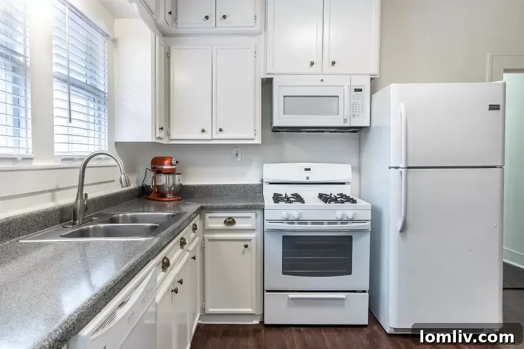 Summit Duplex Living: Your Suburban Opportunity 6 Spacious kitchen with potential for updates in a Dallas duplex
