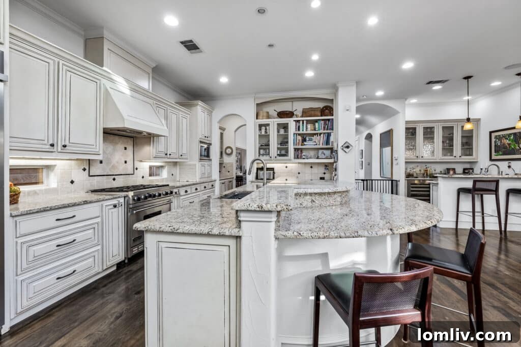 Gourmet kitchen with granite countertops and stainless steel appliances