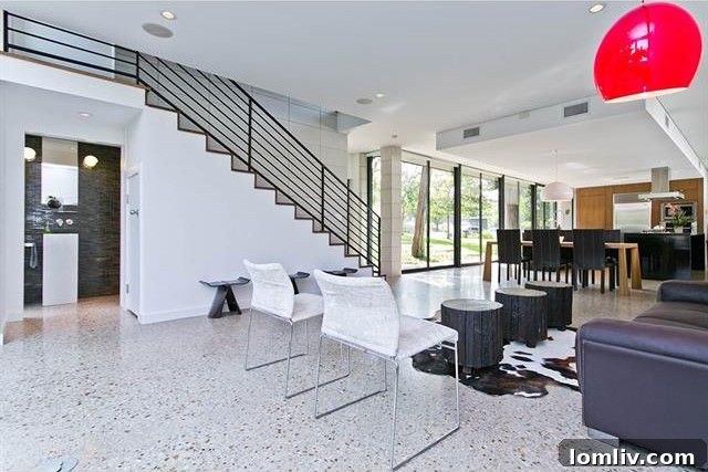 Open Concept Living Area with Gourmet Kitchen and Glass Doors