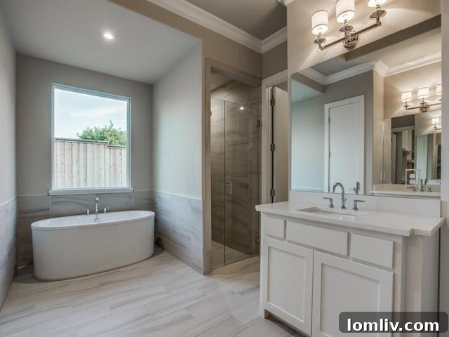 Bluffview Wonders: Save The Date 14 Sleek modern bathroom with double vanity