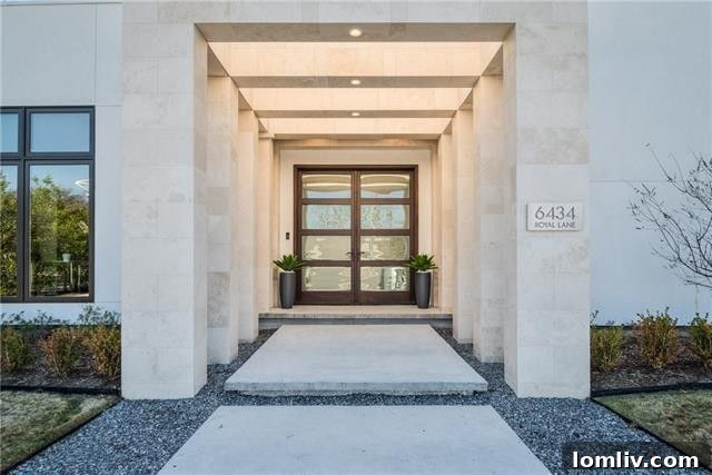 Modern Home Arcade Entry at 6434 Royal Lane Dallas