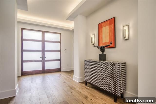 Hidden Lighting and HVAC in Modern Entryway at 6434 Royal Lane