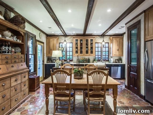 Bright and airy kitchen space with modern amenities and vintage touches