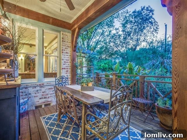 Exterior view of the Lakewood Tudor's charming backyard