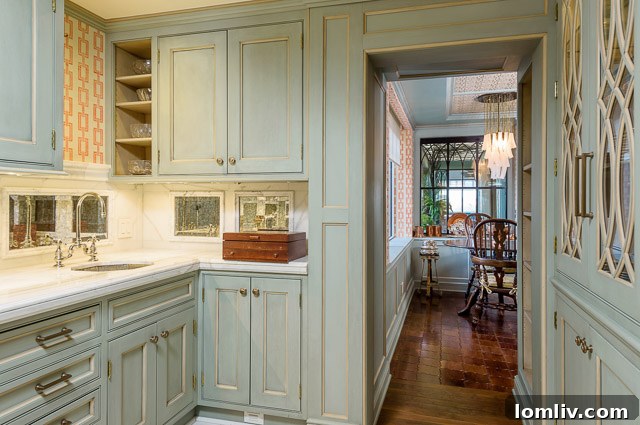 State-of-the-art gourmet kitchen with custom cabinetry and island
