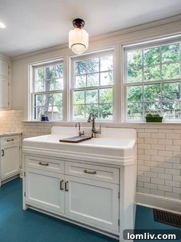 Close-up of the vintage Art Deco lighting in the kitchen, blending classic and modern elements
