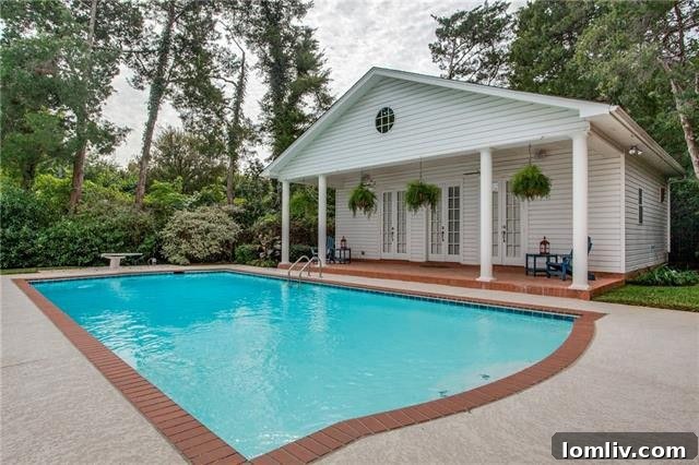 Recently resurfaced swimming pool with new equipment, sparkling in the Dallas sun