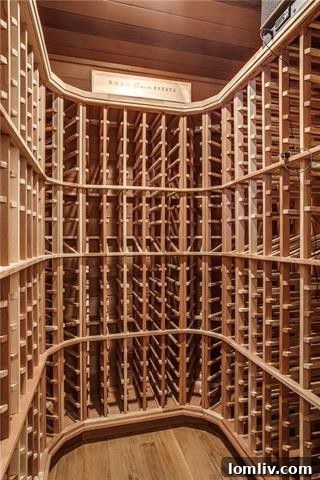 Luxurious climate-controlled wine closet within the private guest house