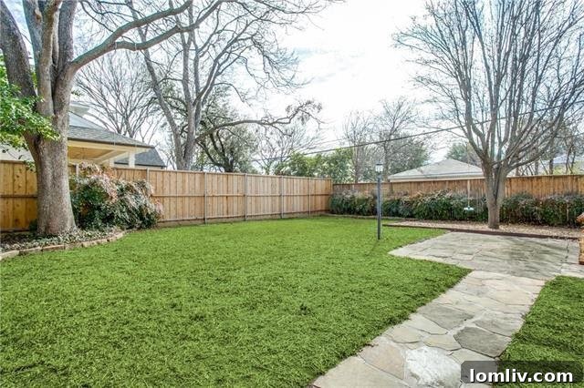 Large Backyard with Mature Trees and New Fence