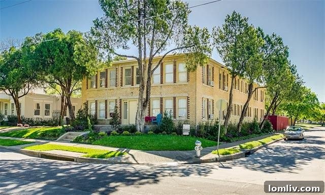Exterior facade of the Charmed Eight-Plex at 5702 Victor St, Dallas