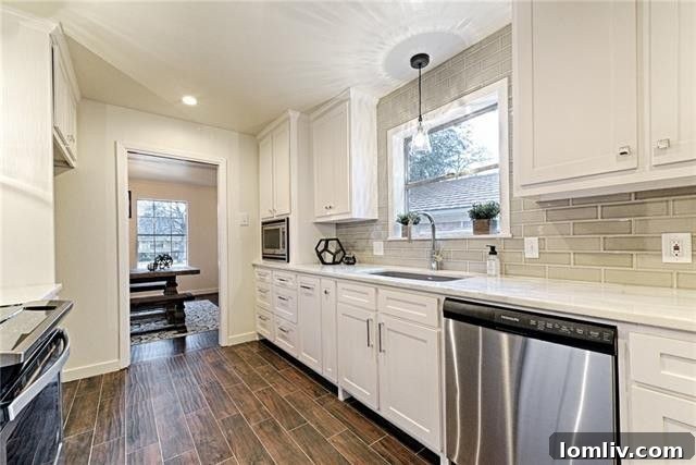 Contemporary Golf Course Elegance at Bent Tree Royal Headlines Our Dallas Open Houses 15 Modern Eat-in Kitchen with Quartz Countertops and Subway Tile