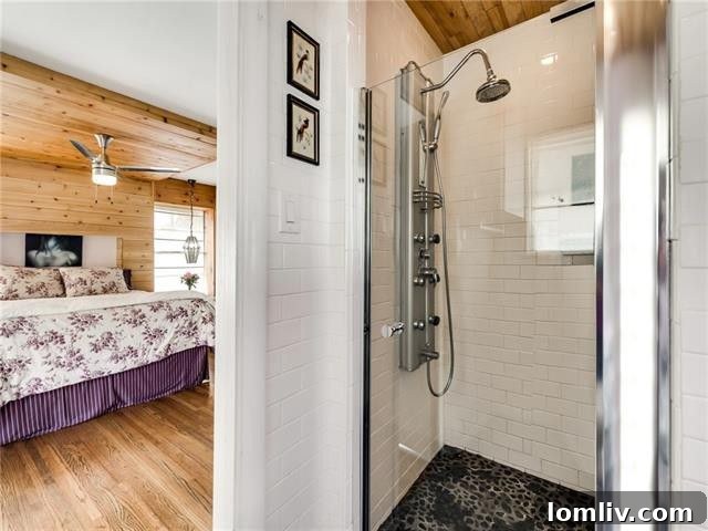 Shower with Body Jets and Subway Tile in Master Bath