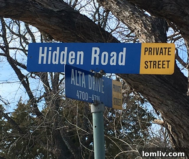 Hidden Road entrance in Fort Worth's exclusive Rivercrest neighborhood
