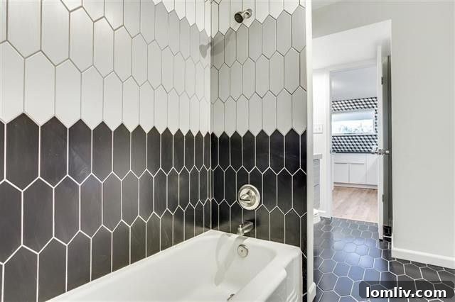 Modern Kitchen with Graphic Tile Backsplash