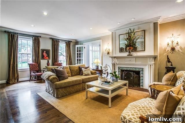 Inviting sitting area featuring classic architectural details.