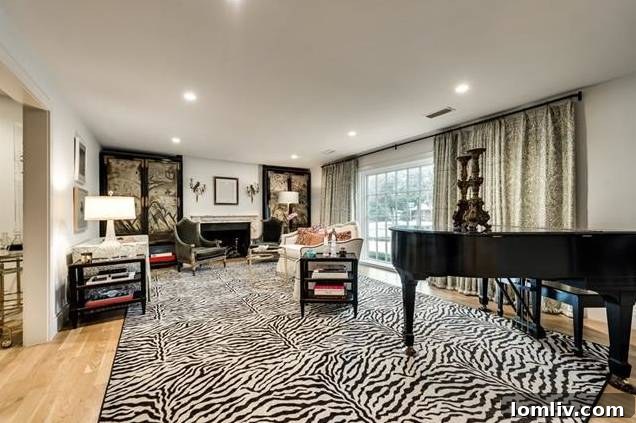 Dining area connected to living spaces, showcasing open floor plan