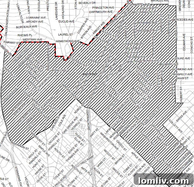 Proposed East Dallas-Oak Lawn Delayed Demolition Overlay, abutting Downtown DDO