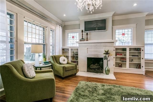 Charming Living Room with Fireplace