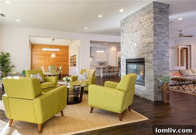 Elegant Living Area with Stone Fireplace