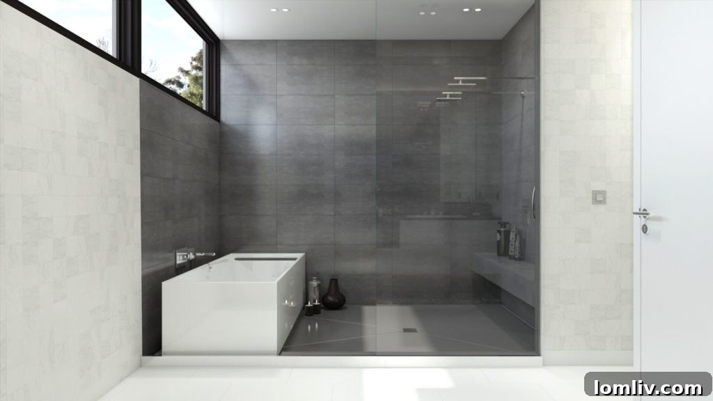 Interior view of a luxurious, sleek bathroom in a Chapel Downs home