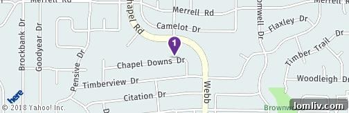 Overhead map view highlighting The Court at Chapel Downs and Northaven Trail