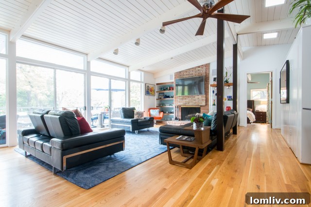 Modern interior design with polished concrete floors and natural light