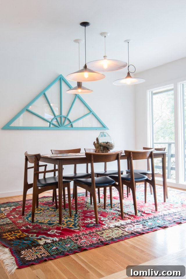 Elegant mid-century modern staircase with artistic elements