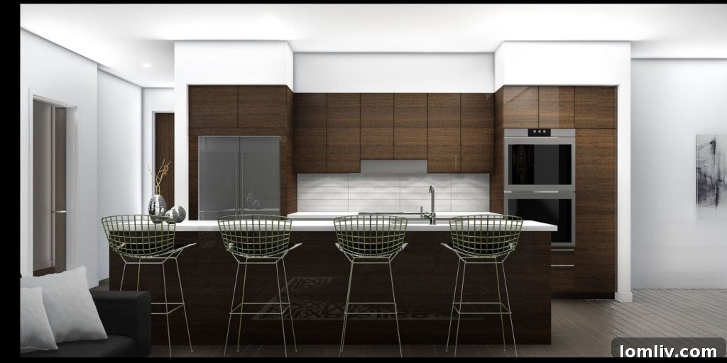 Spacious kitchen and living area in Statler Residences
