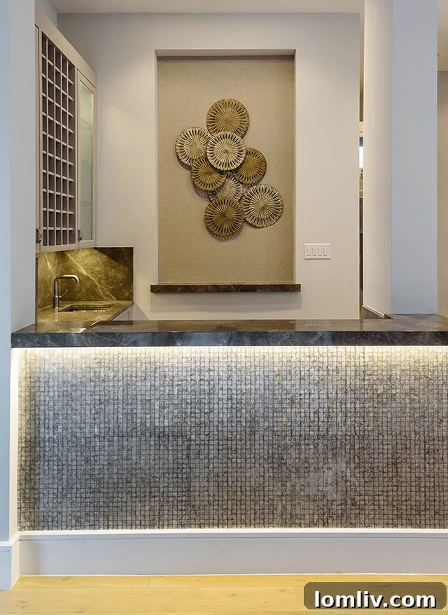 Stylish wet bar with modern finishes