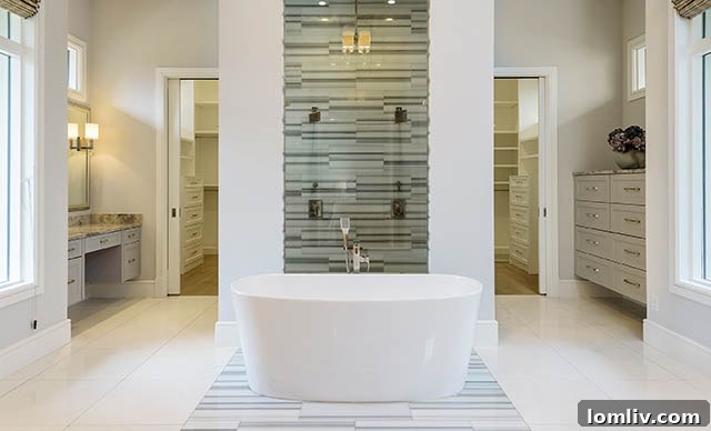Spa-like master bathroom with soaking tub