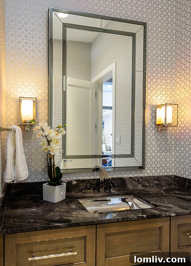 Stylish powder room with modern fixtures