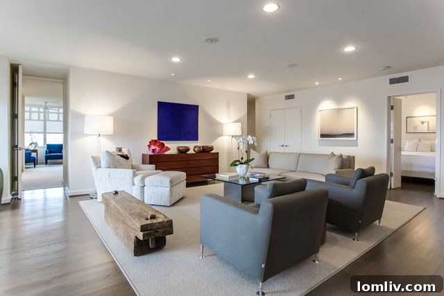 Living room with a view in a Dallas high-rise