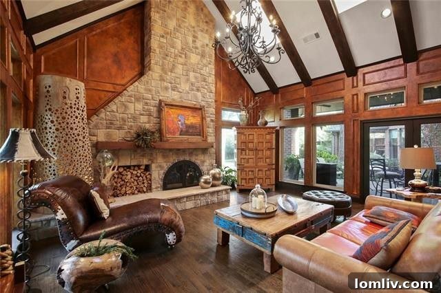 Three Stunning Dallas Open Houses 4 Spacious living room with high ceilings and rock fireplace at 5505 Windmier Cir