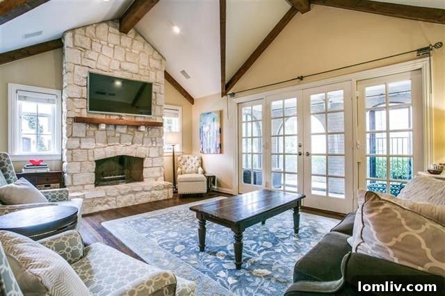 Modern kitchen with stainless steel appliances, granite countertops, and custom white cabinets.
