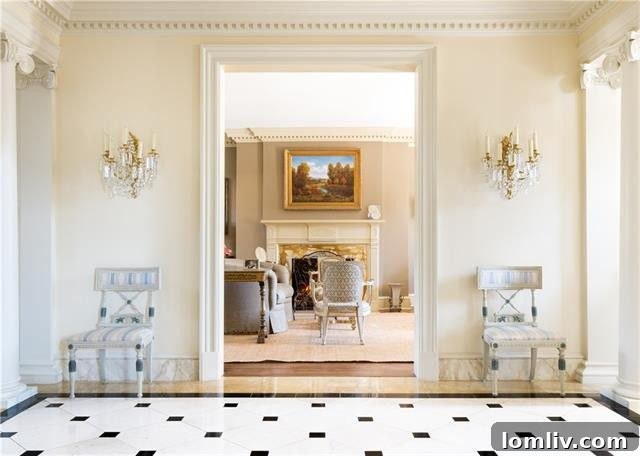 Luxurious living room with fireplace and elegant furnishings