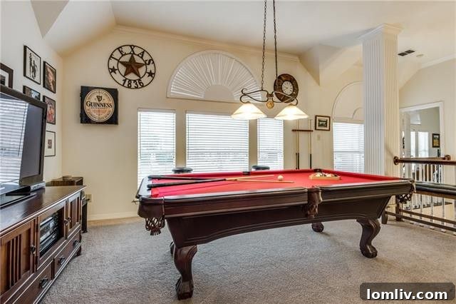 Expansive game room, perfect for a pool table, media center, or children's play area