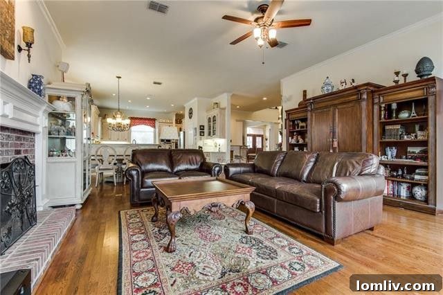 Inviting open-concept great room with comfortable seating, ideal for family gatherings
