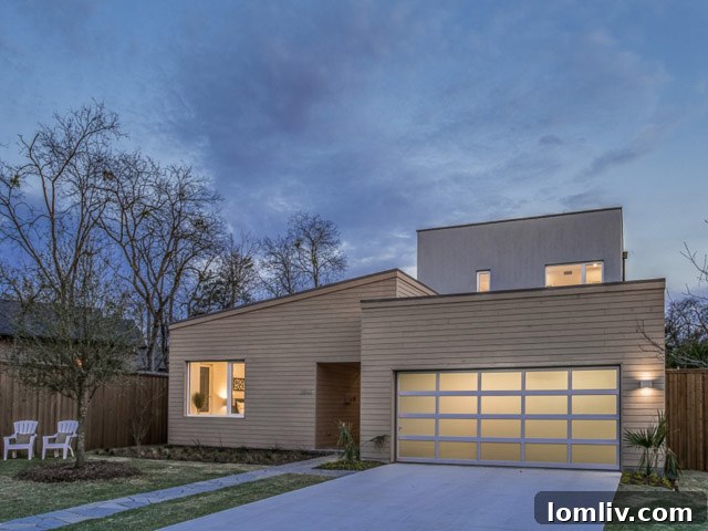 Spacious living area of the certified Passive House in Dallas