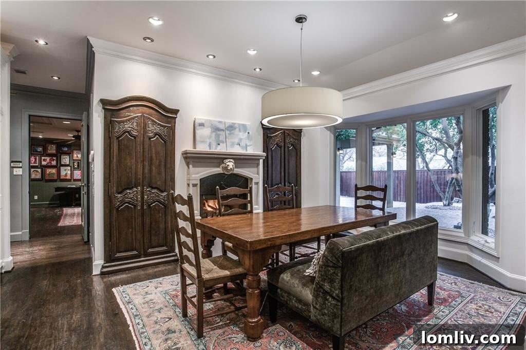Elegant dining area adjacent to the kitchen, perfect for dinner parties