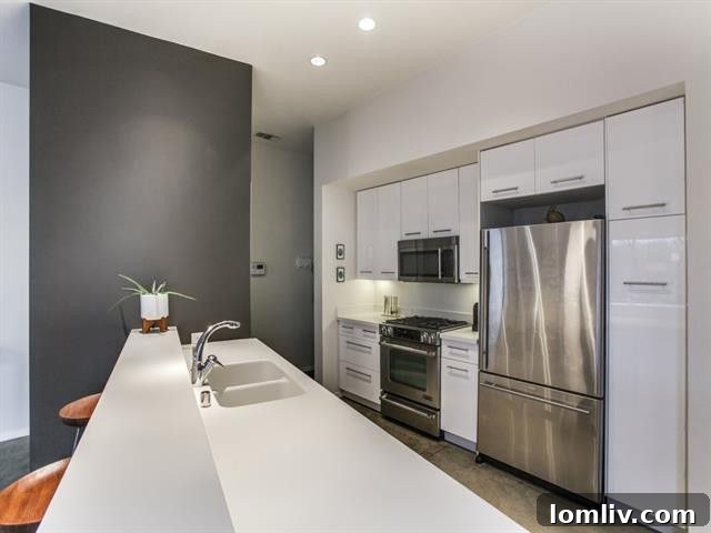 View of the dining area adjacent to the modern kitchen