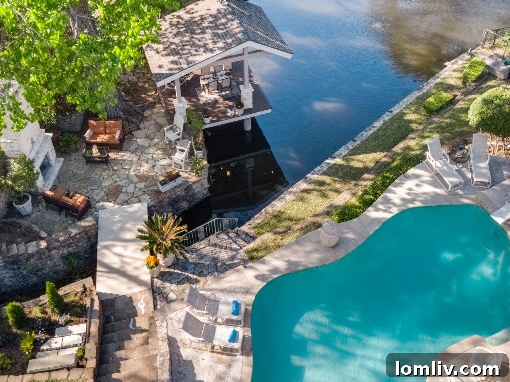 Pool Area with Lake Backdrop